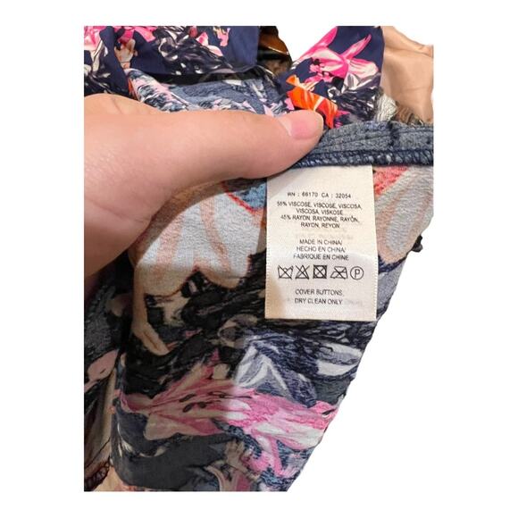 Anthropologie Maeve Caravane Boho Tunic Navy Floral V-Neck Drop Waist Dress - Picture 5 of 10